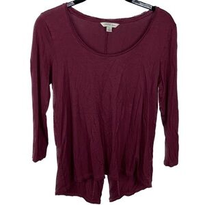 Calvin Klein Jeans Shirt Quarter Sleeve Scoop Crew Neck Slit Back Pullover Top